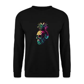 EDM Music Rave Festival Pineapple Techno - Unisex Sweatshirt - black - Front - Alina (178cm) & Michal (187cm)