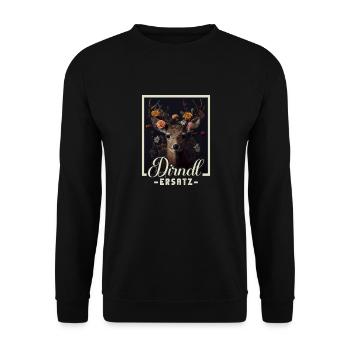 Dirndl Ersatz Dirndl Trachten Kostüm Dirndl Ersatz - Unisex Pullover - Schwarz - Vorne - Alina (178cm) & Michal (187cm)