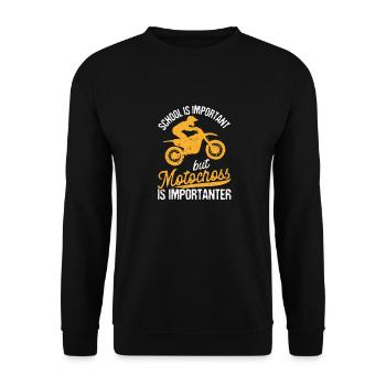 Motocross Schule ist wichtig Funny Vintage Dirt - Unisex Pullover - Schwarz - Vorne - Alina (178cm) & Michal (187cm)