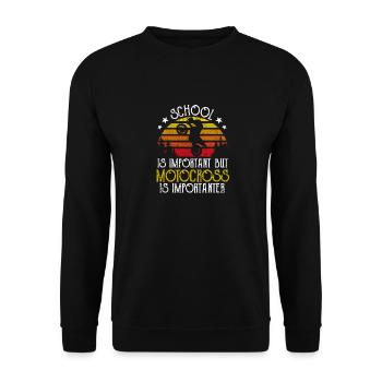 Schule ist wichtig, aber Motocross ist noch - Unisex Pullover - Schwarz - Vorne - Alina (178cm) & Michal (187cm)