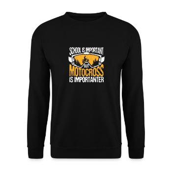 L’école est importante, mais le motocross reste - Sweat-shirt Unisexe - noir - Devant - Alina (178cm) & Michal (187cm)