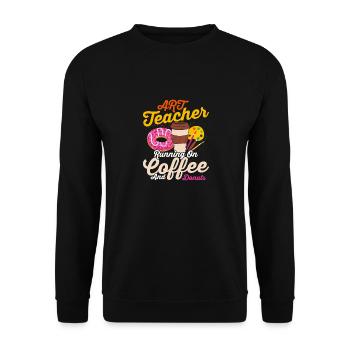 Un professeur d’art en cours d’exécution sur l’éducation au café et aux beignets - Sweat-shirt Unisexe - noir - Devant - Alina (178cm) & Michal (187cm)