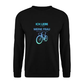 Rennrad Liebe meine Frau 3D Perspektive Türkis - Unisex Pullover - Schwarz - Vorne - Alina (178cm) & Michal (187cm)