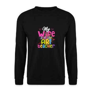 Ma femme est une artiste de formation de professeur d’art en vogue - Sweat-shirt Unisexe - noir - Devant - Alina (178cm) & Michal (187cm)