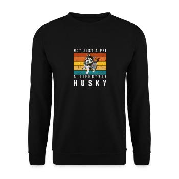 Nicht nur ein Haustier Ein Lebensstil Husky Sibirische Huskies - Unisex Pullover - Schwarz - Vorne - Alina (178cm) & Michal (187cm)