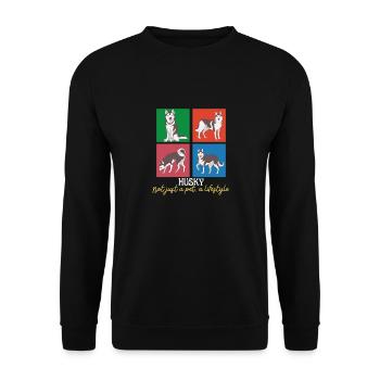 Nicht nur ein Haustier Ein Lebensstil Husky Sibirische Huskies - Unisex Pullover - Schwarz - Vorne - Alina (178cm) & Michal (187cm)
