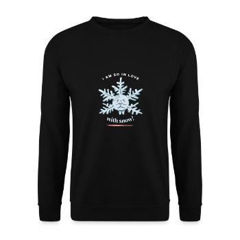 I'm So In Love With Snow! Funny Snow Winter - Unisex Pullover - Schwarz - Vorne - Alina (178cm) & Michal (187cm)