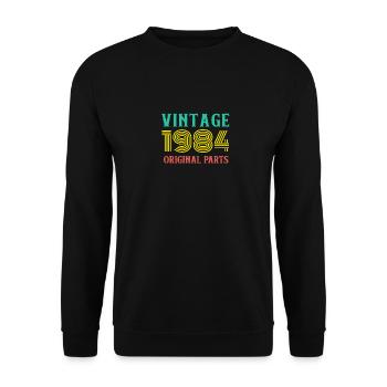 Year of Birth Vintage 1984 Original Parts Birthday - Unisex Sweatshirt - black - Front - Alina (178cm) & Michal (187cm)