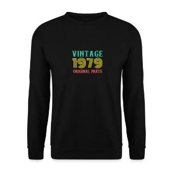 Geburtsjahr Jahrgang 1979 Originalteile Geburtstag - Unisex Pullover - Schwarz - Vorne - Alina (178cm) & Michal (187cm)