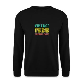 Year of Birth Vintage 1938 Original Parts Birthday - Unisex Sweatshirt - black - Front - Alina (178cm) & Michal (187cm)