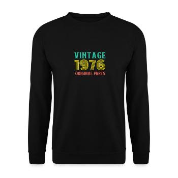 Year of Birth Vintage 1976 Original Parts Birthday - Unisex Sweatshirt - black - Front - Alina (178cm) & Michal (187cm)