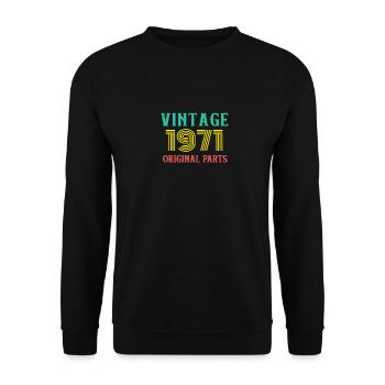 Year of Birth Vintage 1971 Original Parts Birthday - Unisex Sweatshirt - black - Front - Alina (178cm) & Michal (187cm)