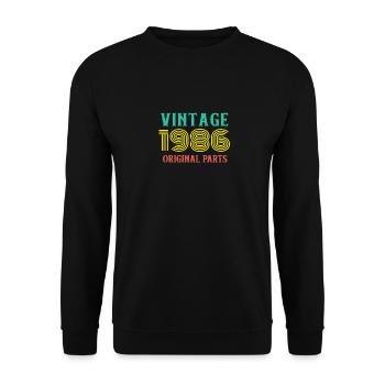 Year of Birth Vintage 1986 Original Parts Birthday - Unisex Sweatshirt - black - Front - Alina (178cm) & Michal (187cm)