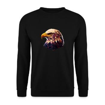 Cool polygon design with a bald eagle - Unisex Sweatshirt - black - Front - Alina (178cm) & Michal (187cm)