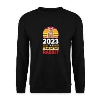 2023 The year of the rabbit Chinese Zodiac - Unisex Sweatshirt - black - Front - Alina (178cm) & Michal (187cm)
