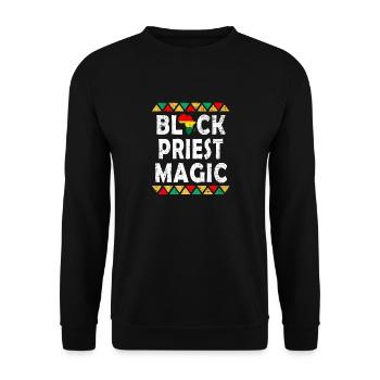 Black Priest Magic Melanin Pride Black History - Unisex Pullover - Schwarz - Vorne - Alina (178cm) & Michal (187cm)
