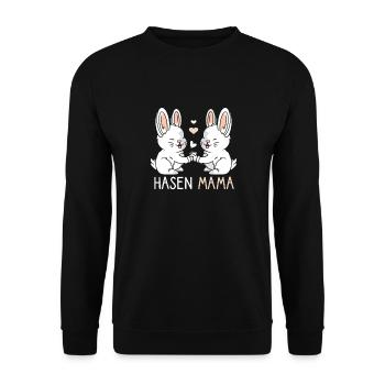Hasen Mama Motiv Niedliches Häschen Motiv Für - Unisex Pullover - Schwarz - Vorne - Alina (178cm) & Michal (187cm)