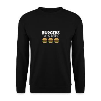 Cheeseburger Fast Food Burger Liebhaber - Unisex Pullover - Schwarz - Vorne - Alina (178cm) & Michal (187cm)