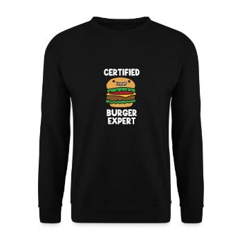 Cheeseburger Fast Food Burger Liebhaber - Unisex Pullover - Schwarz - Vorne - Alina (178cm) & Michal (187cm)