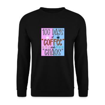 100th Days Of Coffee And Chaos School Teacher Day - Unisex Sweatshirt - black - Front - Alina (178cm) & Michal (187cm)