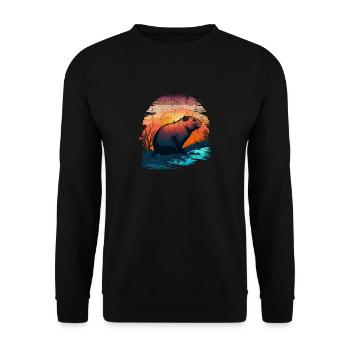 Capybara Wildlife Retro Vintage Lustiger Haustierliebhaber - Unisex Pullover - Schwarz - Vorne - Alina (178cm) & Michal (187cm)