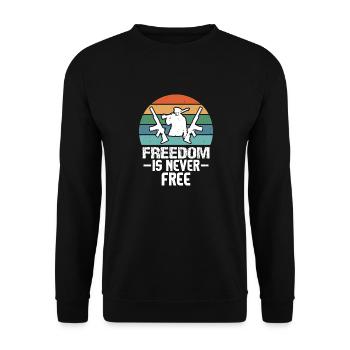 FREIHEIT IST NIEMALS KOSTENLOS SUNSET GUN - Unisex Pullover - Schwarz - Vorne - Alina (178cm) & Michal (187cm)