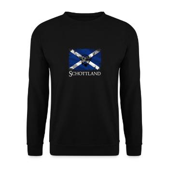 Hochlandrind Schottische Flagge Geschenk - Unisex Pullover - Schwarz - Vorne - Alina (178cm) & Michal (187cm)