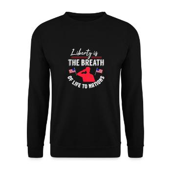 LA LIBERTÉ EST LE SOUFFLE DE VIE DES NATIONS - Sweat-shirt Unisexe - noir - Devant - Alina (178cm) & Michal (187cm)