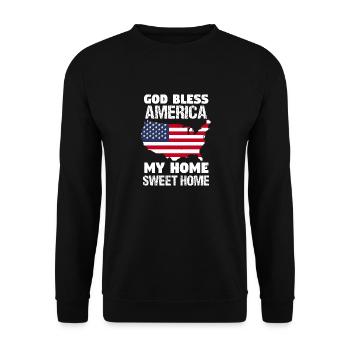 GOTT SEGNE AMERIKA MEIN ZUHAUSE SWEET HOM - Unisex Pullover - Schwarz - Vorne - Alina (178cm) & Michal (187cm)
