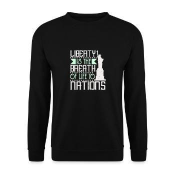 FREIHEIT IST DER ATEM DES LEBENS FÜR NATIONEN 3 - Unisex Pullover - Schwarz - Vorne - Alina (178cm) & Michal (187cm)