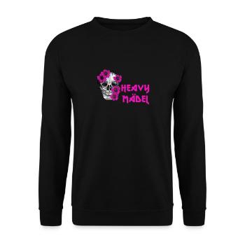 Rockerbraut Heavy Mädel Metal Musik Totenkopf - Unisex Pullover - Schwarz - Vorne - Alina (178cm) & Michal (187cm)