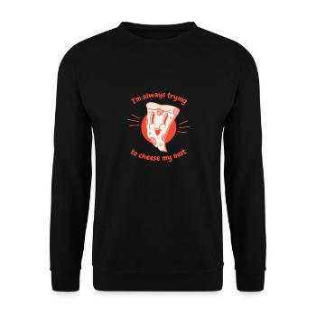 J’essaie toujours de fromager mon nid Pizza drôle - Sweat-shirt Unisexe - noir - Devant - Alina (178cm) & Michal (187cm)