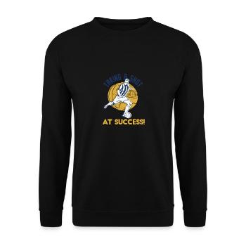 Taking A Shot At Success! Cool Football Designs - Unisex Sweatshirt - black - Front - Alina (178cm) & Michal (187cm)