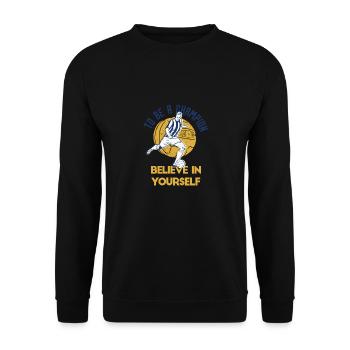 To Be A Champion Believe In Yourself Football - Unisex Pullover - Schwarz - Vorne - Alina (178cm) & Michal (187cm)