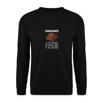 Chocolat drôle Chocolat Citation - Sweat-shirt Unisexe - noir - Devant - Alina (178cm) & Michal (187cm)