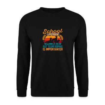 Schule ist wichtig, aber Team Roping ist wichtiger - Unisex Pullover - Schwarz - Vorne - Alina (178cm) & Michal (187cm)