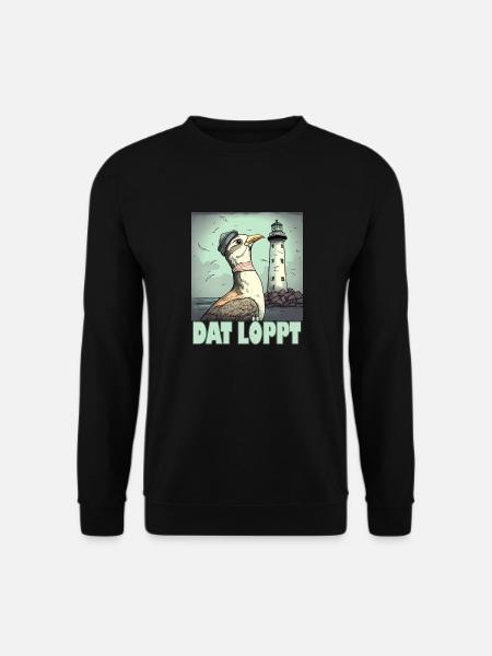 Dat Löppt Möwe Leuchtturm Meer Plattdeutsch Norden - Unisex Pullover - Schwarz