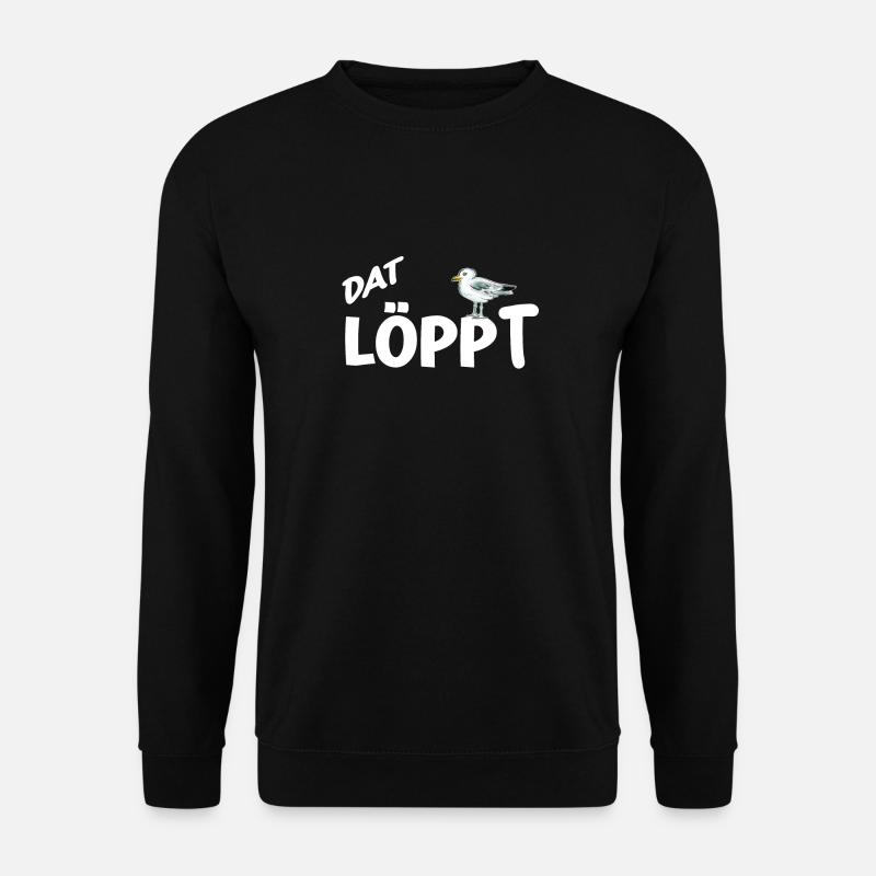 Dat Löppt Möwe Leuchtturm Meer Plattdeutsch Norden - Unisex Pullover - Schwarz