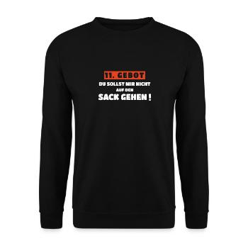 11. Gebot - Du Sollst Mir Nicht Auf Den Sack - Unisex Pullover - Schwarz - Vorne - Alina (178cm) & Michal (187cm)