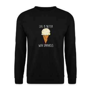 Eis Gelato Sommer Lustiges Eis - Unisex Pullover - Schwarz - Vorne - Alina (178cm) & Michal (187cm)