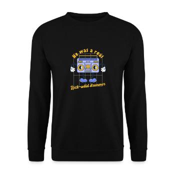 He Was A Real Rock-Solid Drummer Funny Retro Music - Unisex Pullover - Schwarz - Vorne - Alina (178cm) & Michal (187cm)