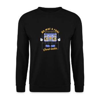 He Was A Real Chord-Inator Funny Retro Music - Unisex Pullover - Schwarz - Vorne - Alina (178cm) & Michal (187cm)