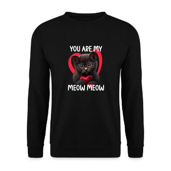 Tu es mon Meow Meow Cat - Sweat-shirt Unisexe - noir - Devant - Alina (178cm) & Michal (187cm)