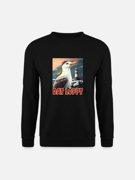 Dat Löppt Möwe Leuchtturm Meer Plattdeutsch Norden - Unisex Pullover - Schwarz