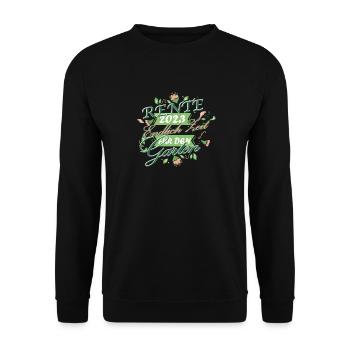 Rente 2023 Endlich Zeit Für Den Garten - Unisex Pullover - Schwarz - Vorne - Alina (178cm) & Michal (187cm)