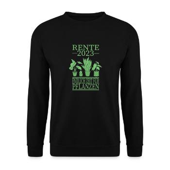 Rente 2023 Endlich Zeit Für Das Pflanzen - Unisex Pullover - Schwarz - Vorne - Alina (178cm) & Michal (187cm)