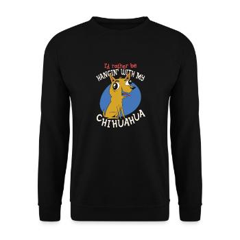 Ich Würde Lieber Mit Meinem Chihuahua-Haustier - Unisex Pullover - Schwarz - Vorne - Alina (178cm) & Michal (187cm)