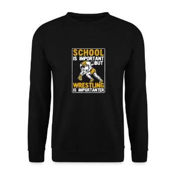 Schule ist wichtig Wrestling ist wichtiger - Unisex Pullover - Schwarz - Vorne - Alina (178cm) & Michal (187cm)