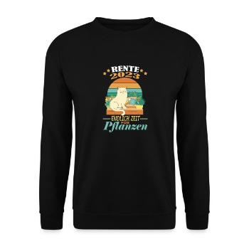 Rente 2023 Endlich Zeit Für Das Pflanzen - Unisex Pullover - Schwarz - Vorne - Alina (178cm) & Michal (187cm)