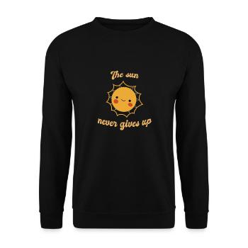 The Sun Never Gives Up Retro Cute Sun Designs - Unisex Pullover - Schwarz - Vorne - Alina (178cm) & Michal (187cm)